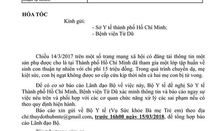 Xác minh thông tin sinh con 'thuận theo tự nhiên”, chết cả mẹ và con