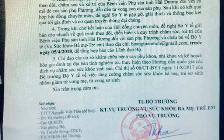 Xác minh nguyên nhân sơ sinh tử vong sau khi được sinh mổ