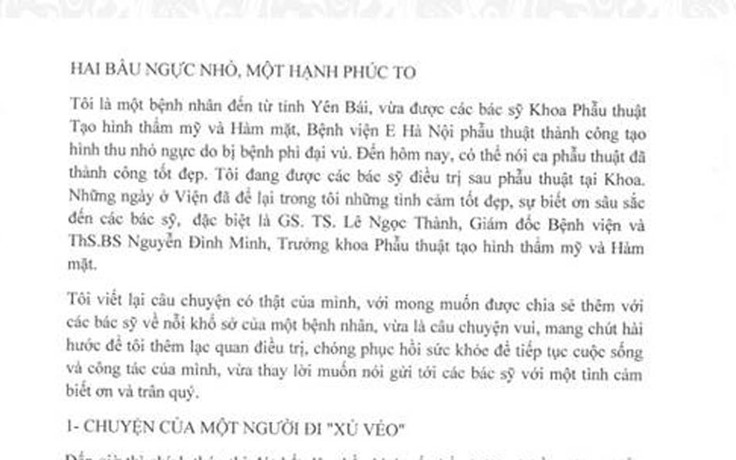 Nữ bệnh nhân 'ngực to nhất miền Bắc' viết tâm thư cảm ơn bác sĩ