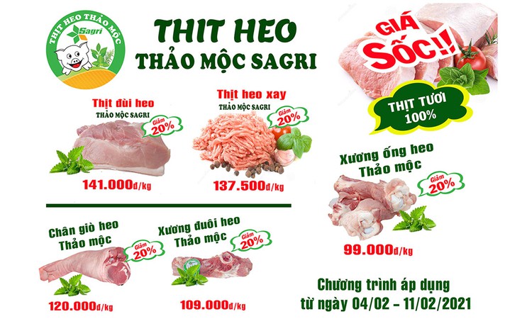 Thịt heo Thảo mộc Sagri giảm giá 20%