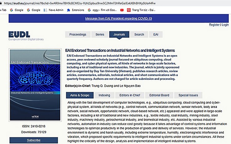 Tạp chí của ĐH Duy Tân được đưa vào Danh mục SCOPUS