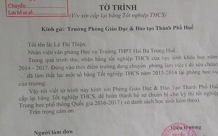 Nhà trường làm mất 41 bằng tốt nghiệp của học sinh