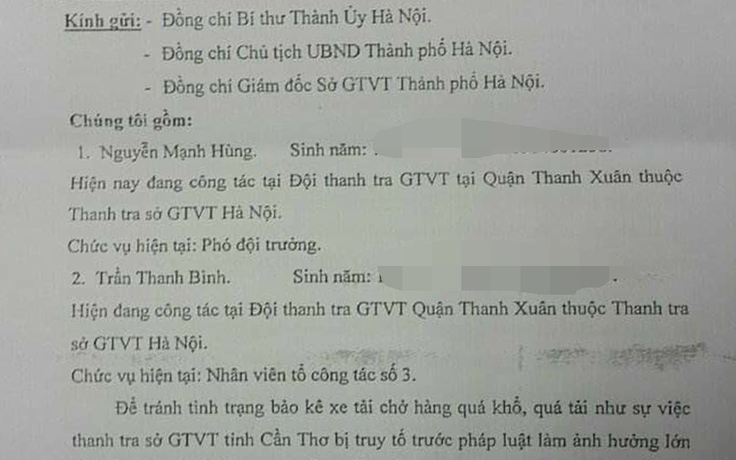 Giao Công an Hà Nội điều tra vụ chánh thanh tra Sở GTVT bị tố bảo kê