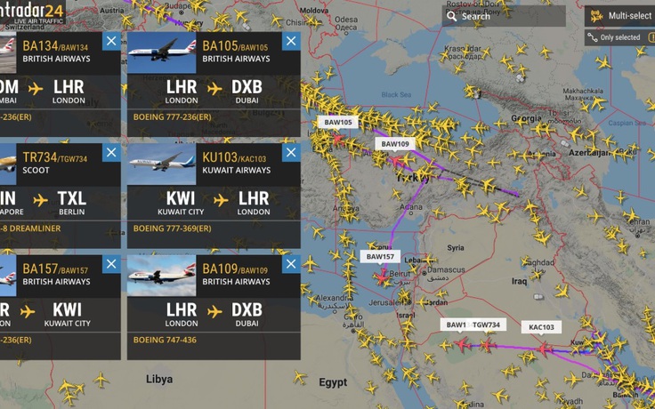 Hàng không thế giới xáo trộn vì Iran phóng tên lửa