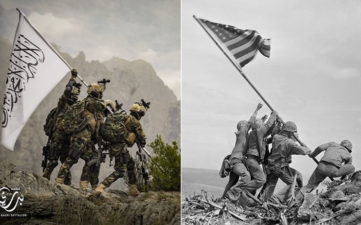 Taliban nhại cảnh dựng cờ nổi tiếng Thế chiến 2 để chế giễu Mỹ?