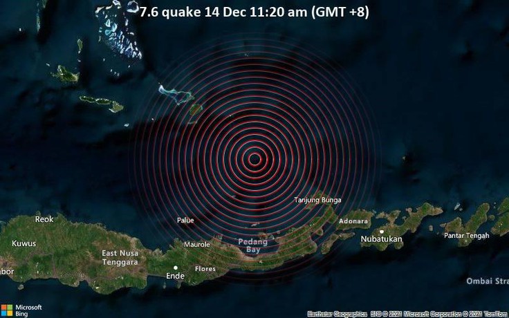 Cảnh báo sóng thần sau động đất hơn 7 độ Richter ở Indonesia