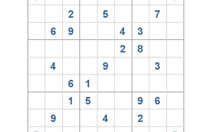 Mời các bạn thử sức với ô số Sudoku 2943 mức độ Khó