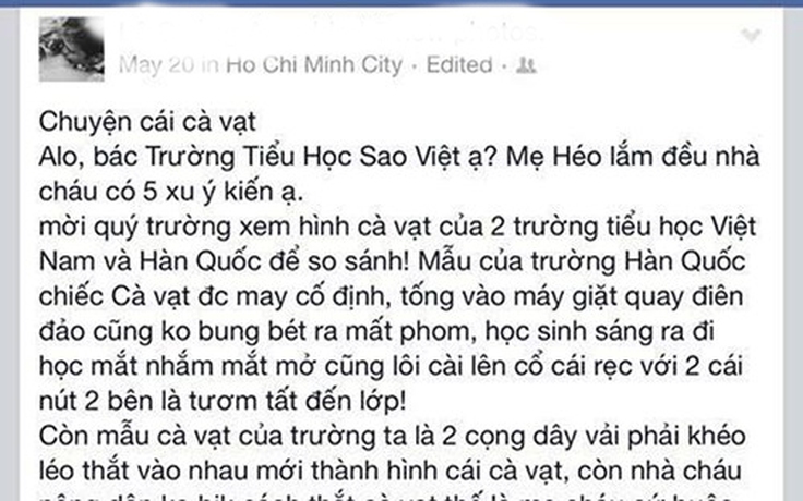 Con bị đuổi học vì mẹ lên Facebook chê đồng phục của trường?