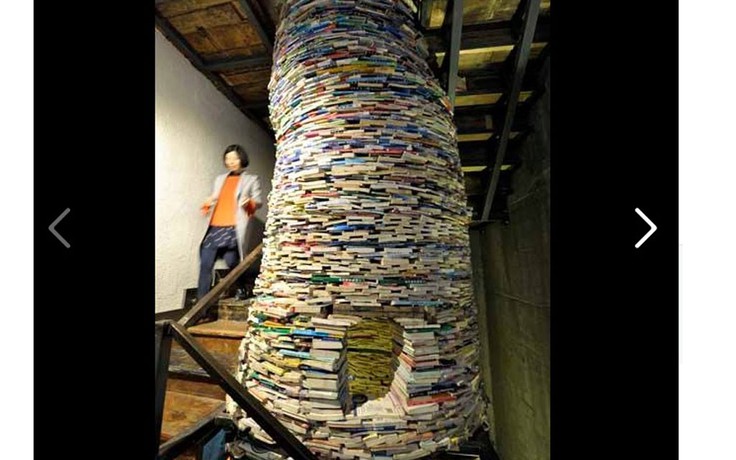 Bà mẹ xây tháp từ 10.000 cuốn sách để 'xin đừng gây áp lực học hành'