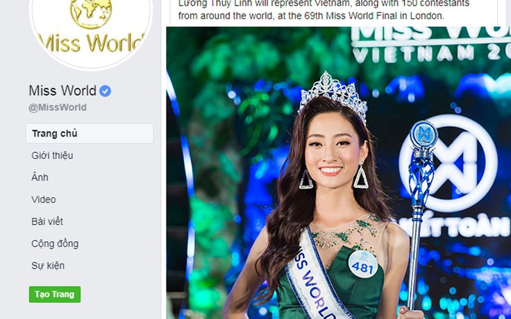 Hoa hậu Lương Thùy Linh được khen ngợi trên trang Miss World