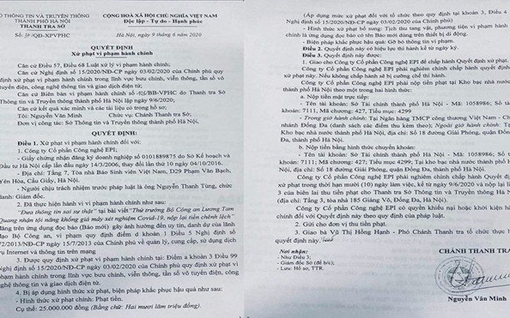 Báo mới bị xử phạt vì đăng tin sai sự thật về Thứ trưởng Bộ Công an