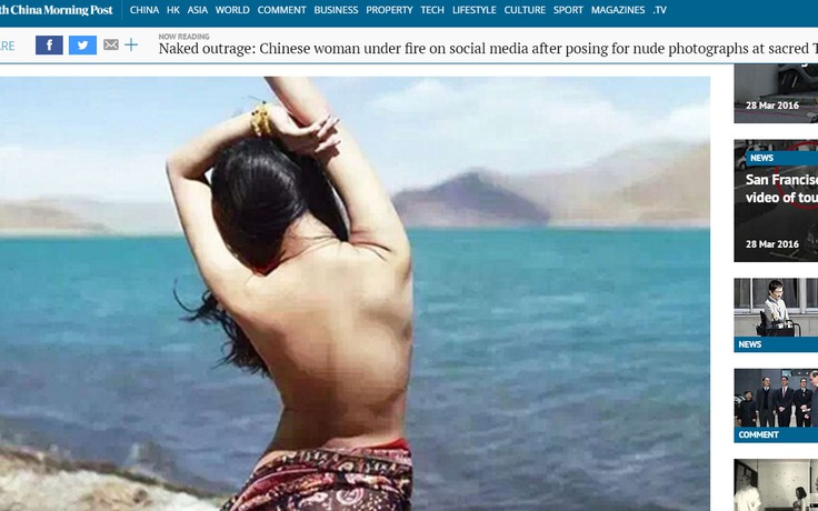 Chụp ảnh nude ở hồ thiêng Tây Tạng, một phụ nữ bị 'ném đá'