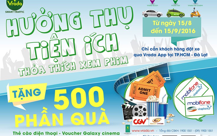 Đi taxi bằng Vrada được xem phim giường nằm miễn phí