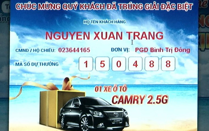 Nam A Bank đã tìm được chủ nhân của giải đặc biệt ô tô Toyota Camry 2.5G