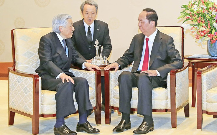 Nhà vua Nhật Bản đón Chủ tịch nước Trần Đại Quang tại Hoàng cung