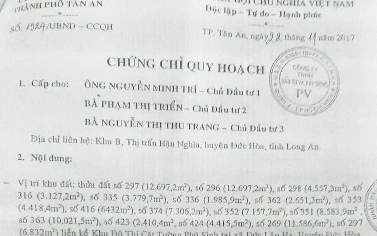 Phát hiện chứng chỉ quy hoạch giả