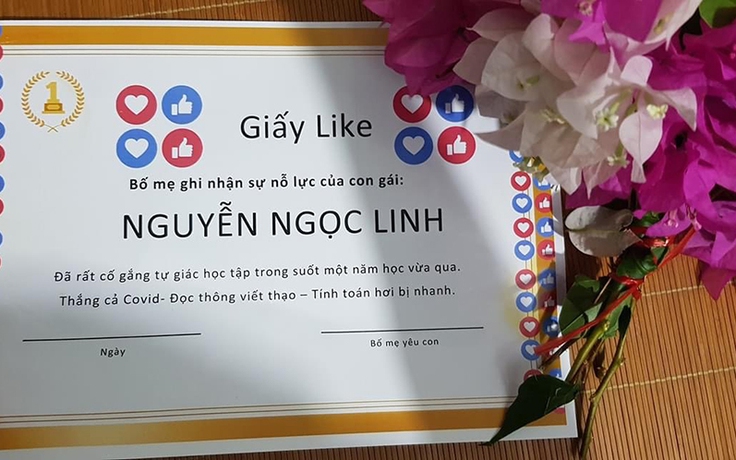 Ông bố tâm huyết làm 'giấy like' tặng con gái được "thả tim' ngây ngất