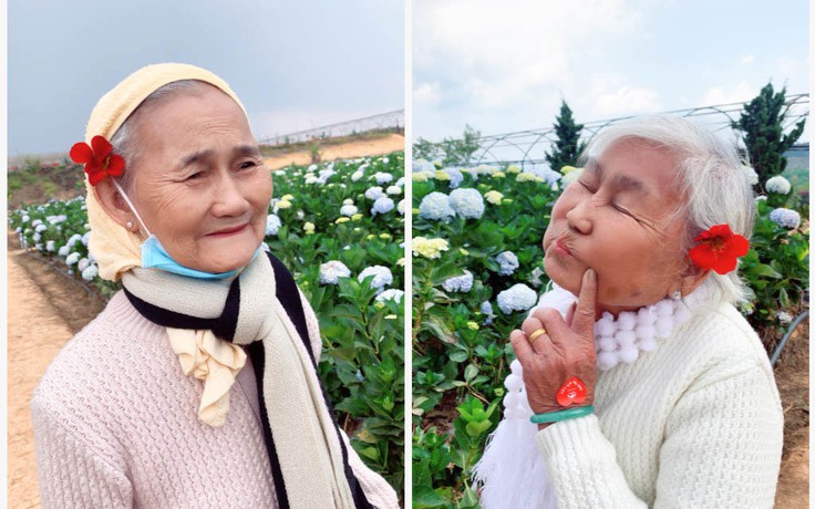 Nóng trên mạng xã hội: Bộ ảnh 2 bà ngoại 'xì tin' đi du lịch gây sốt