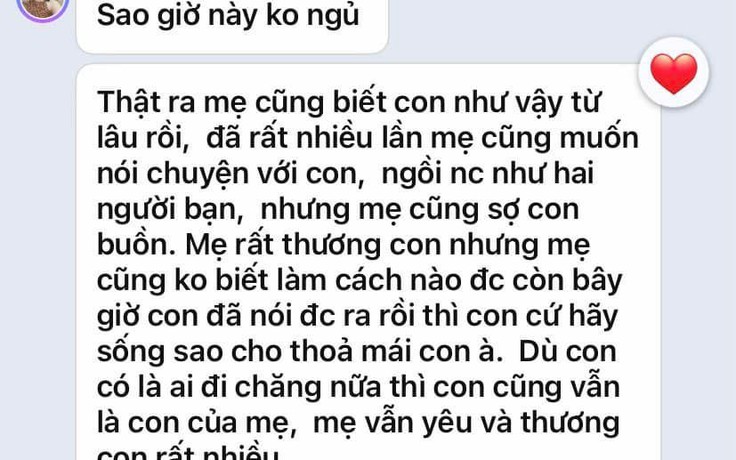 Dòng tin nhắn xúc động mẹ gửi khi con trai công khai giới tính