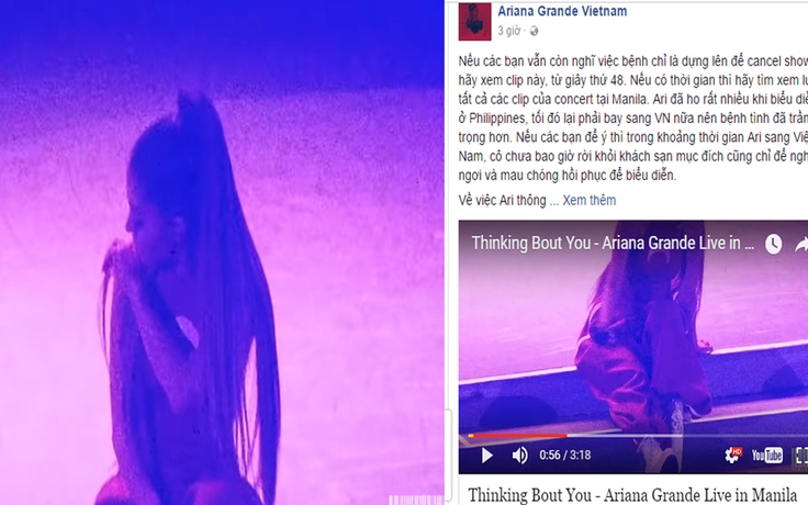 Fan Việt tung clip Ariana Grande ho sặc sụa từ show diễn ở Philippines