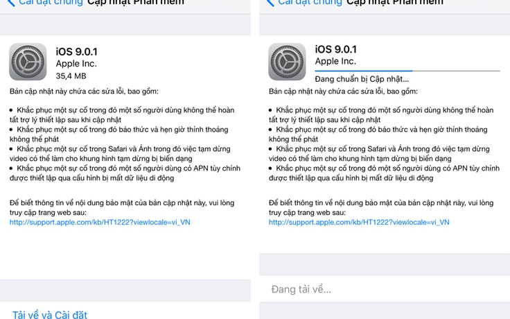 Apple bất ngờ tung ra bản iOS 9.0.1