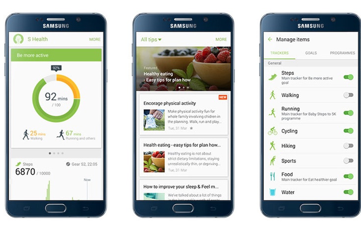 Ứng dụng chăm sóc sức khỏe S Health dùng được trên mọi máy Android