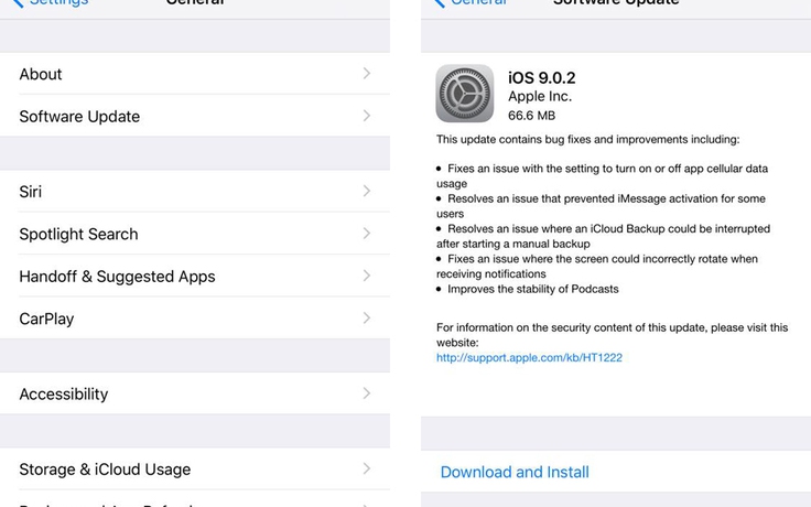 Apple tung ra bản iOS 9.0.2, sửa hàng loạt lỗi