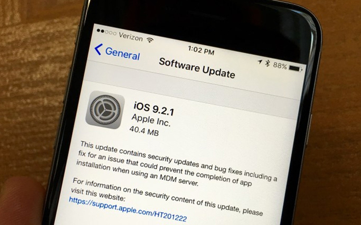 Apple bất ngờ tung ra bản iOS 9.2.1