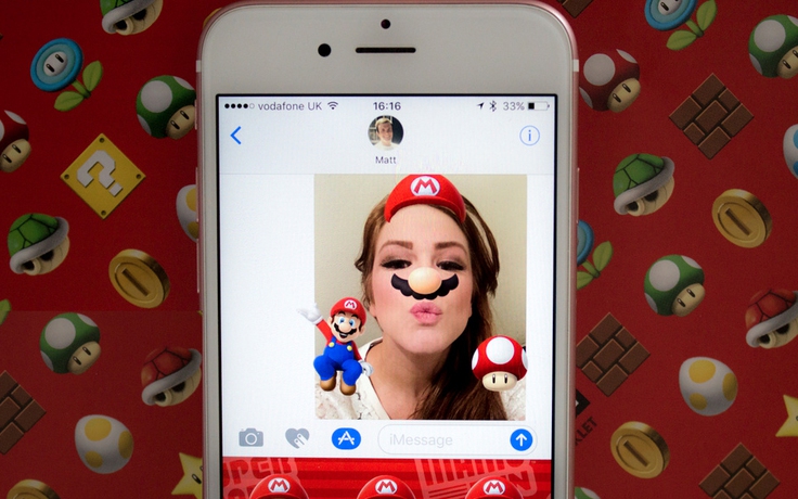 Làm thế nào để chèn sticker Mario vào iOS 10
