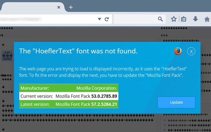 Cảnh báo chiêu lừa đảo 'yêu cầu cài font chữ' trên trình duyệt Firefox