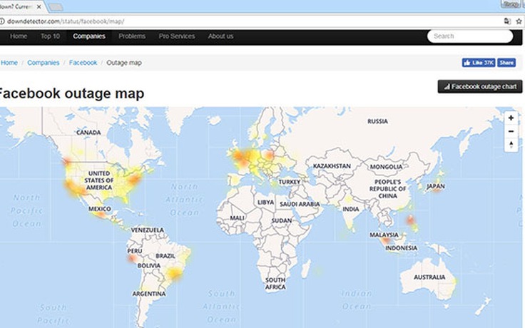 Nhiều nơi trên thế giới không thể truy cập Facebook