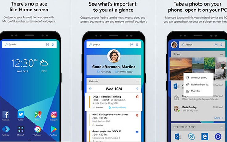 Microsoft Launcher điều chỉnh giao diện người dùng