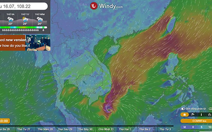 Cách theo dõi bão số 16 trên máy tính và smartphone