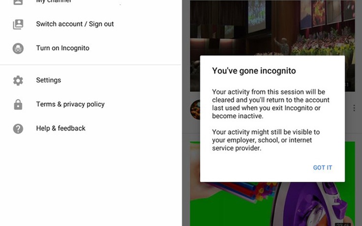 Ứng dụng YouTube sắp sớm có chế độ xem ẩn danh