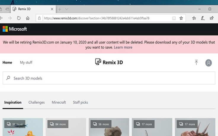 Microsoft cho Remix 3D 'về vườn' vào tháng 1.2020