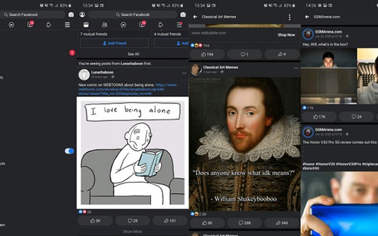 Giao diện Dark Mode đã đến với bản Facebook Lite