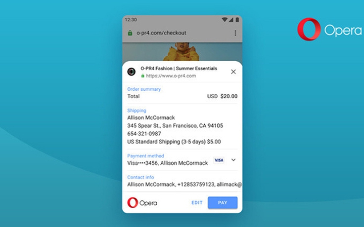 Opera cho Android 59 thêm khả năng thanh toán trực tuyến