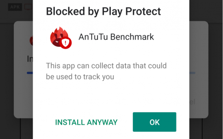 Google Play Protect chặn cài đặt ứng dụng AnTuTu Benchmark