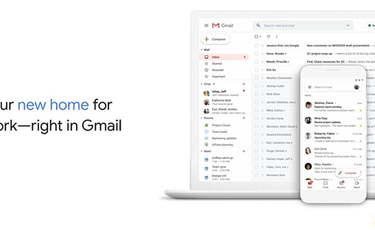 Google thiết kế lại Gmail phù hợp với thời đại
