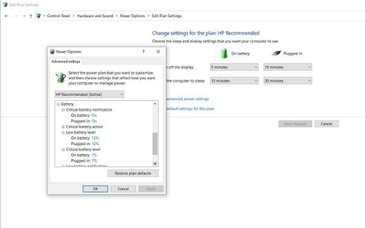 Cách sửa lỗi Windows 10 không cảnh báo pin yếu trên laptop