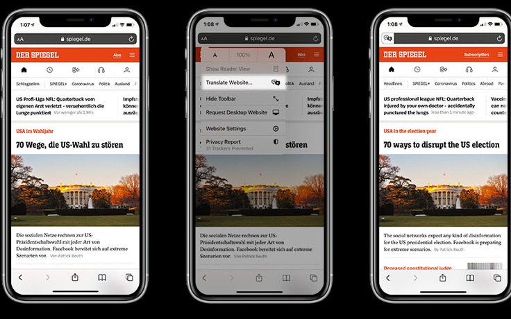 Dịch thuật trên trình duyệt Safari của iOS 14 ra mắt ở nhiều quốc gia
