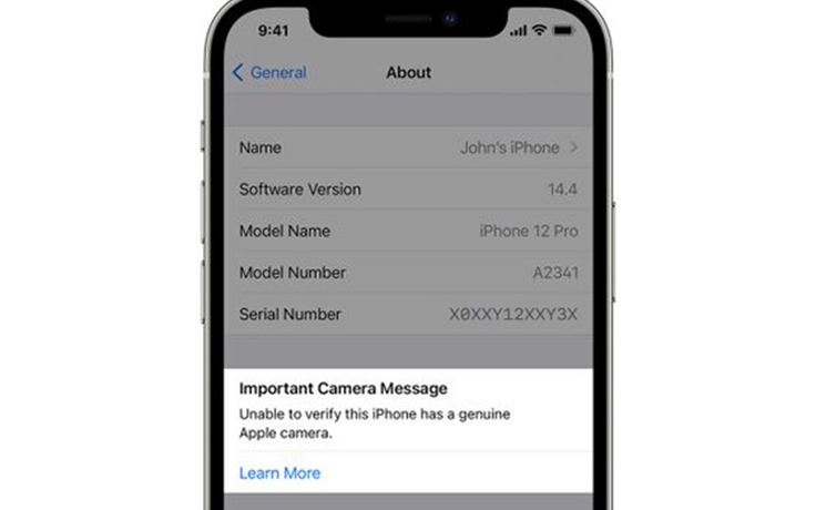 iOS 14.4 cảnh báo nếu iPhone không có camera chính hãng