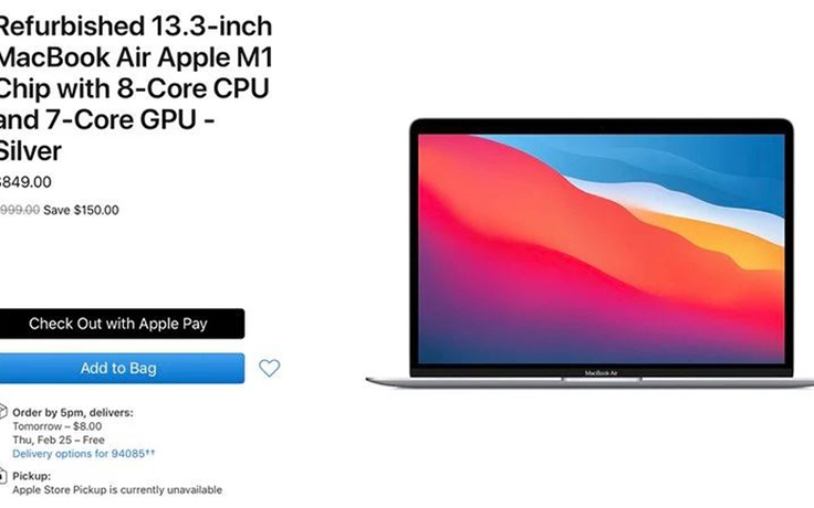 Apple bán MacBook Air M1 tân trang với giá từ 849 USD