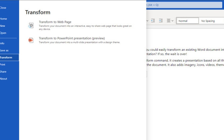 Word trên web thử nghiệm tính năng mới