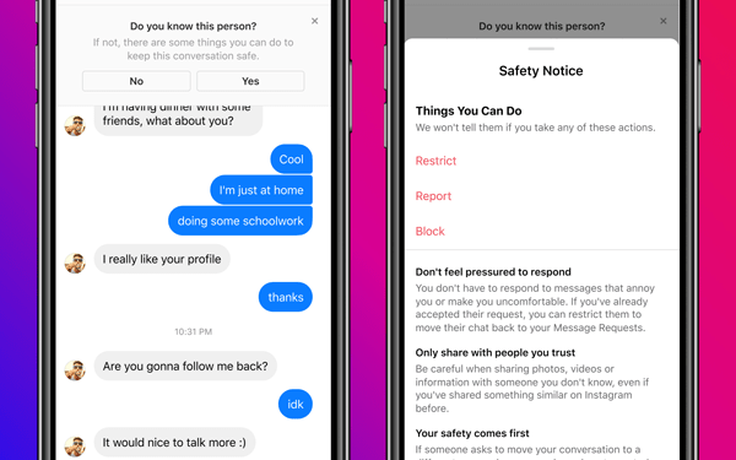 Instagram ngăn tin nhắn ngẫu nhiên từ người lớn đến trẻ nhỏ