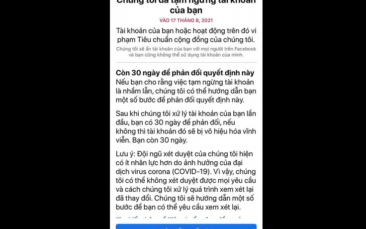 Hàng loạt tài khoản Facebook tại Việt Nam bị khóa sau một đêm
