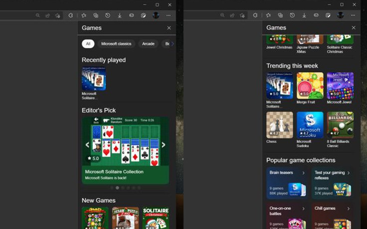 Microsoft thêm bảng điều khiển Games vào trình duyệt Edge
