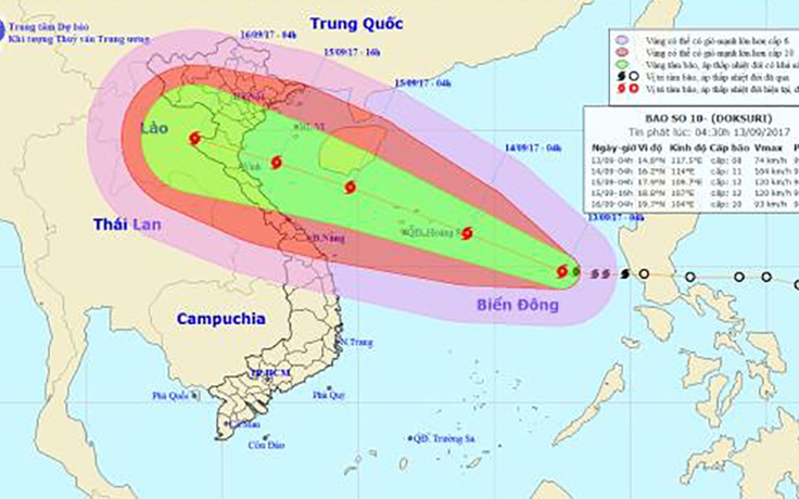 Bão số 10 đang ở cấp cực kỳ nguy hiểm