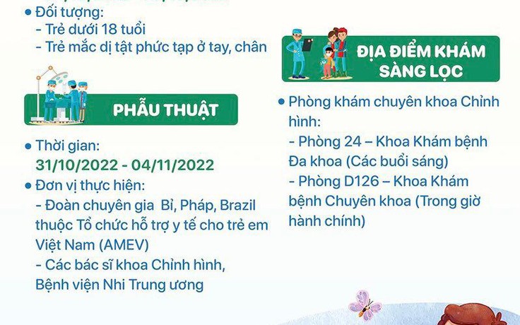 Hỗ trợ phẫu thuật cho trẻ mắc dị tật cơ quan vận động