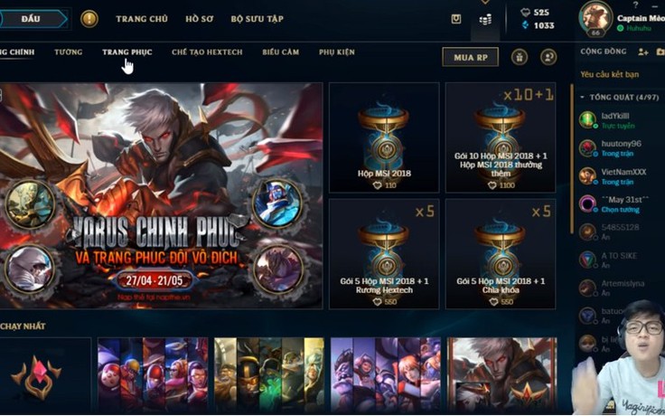 Hotboy Vũ Liz 'chơi lớn' khi bỏ 1000 RP mở hộp MSI 2018